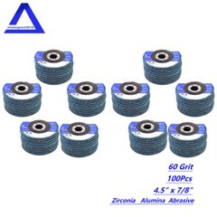 100Pack 4-1/2″×7/8” 60 Grit T29 Premium Zirconia Flap Disc Sanding Grinding