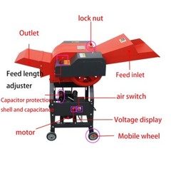 6-Blade Hay Cutter Pulverizer Farm Grass Straw Crusher 500-1000kg/h 2.2KW 220V