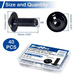M6-1.0X 16mm 40Pcs Flanged Button Head Socket Cap Screws M6 x 16mm, Black
