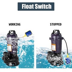 2HP Submersible Sump Pump 1500W Cast Iron Sewage Pump 6498GPH w/26ft Cord 110V