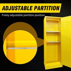 16 Gal Fireproof Flammable Cabinet, Industrial Storage with Leak Sump & Vents