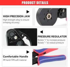 Ferrule Crimping Tool AWG 23-7, Hexagonal Ratchet Self-Adjusting Crimper for