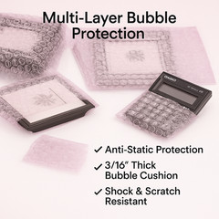 12×15.5 Pink Anti-Static Bubble Pouches Self Seal 3/16″ Poly Bags