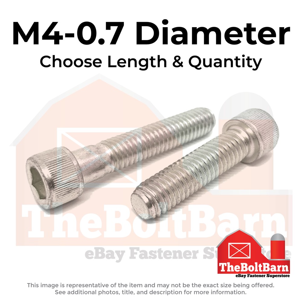 M4-0.7 Metric Stainless Coarse Socket Head Cap Screws (Choose Length & Qty)