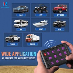 MICTUNING Wireless Switch Panel 4/6/8/12 Gang Led Toghle On-Off Switch Flash Box