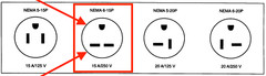 NEMA 6-15P Straight Electrical Plug 3 Wire, 15 Amps, 220V 230V 250V YGA015