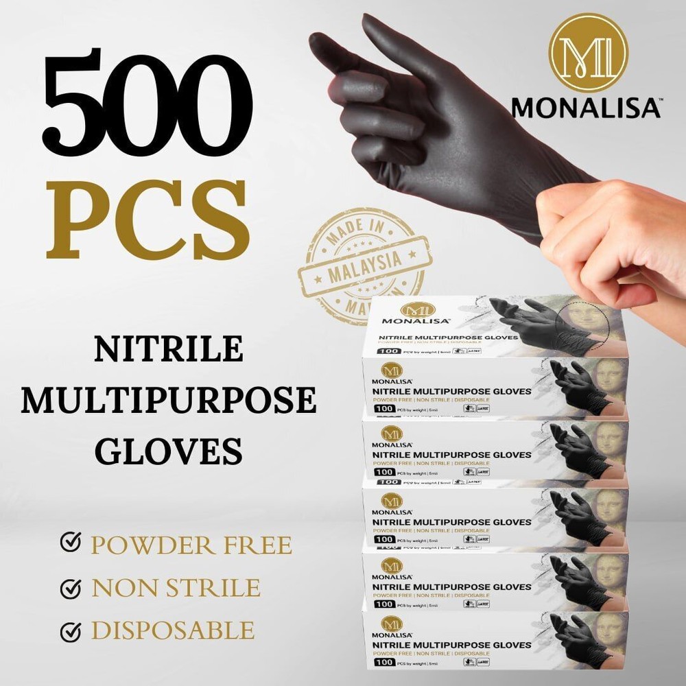 MONALISA™ Black Industrial Nitrile Gloves Disposable Black Gloves 5mil 500PCS