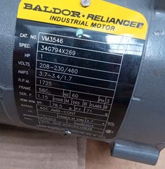 Baldor Reliance 1HP 208-230/460V 1725rpm Motor, VM3546, 34G794X269
