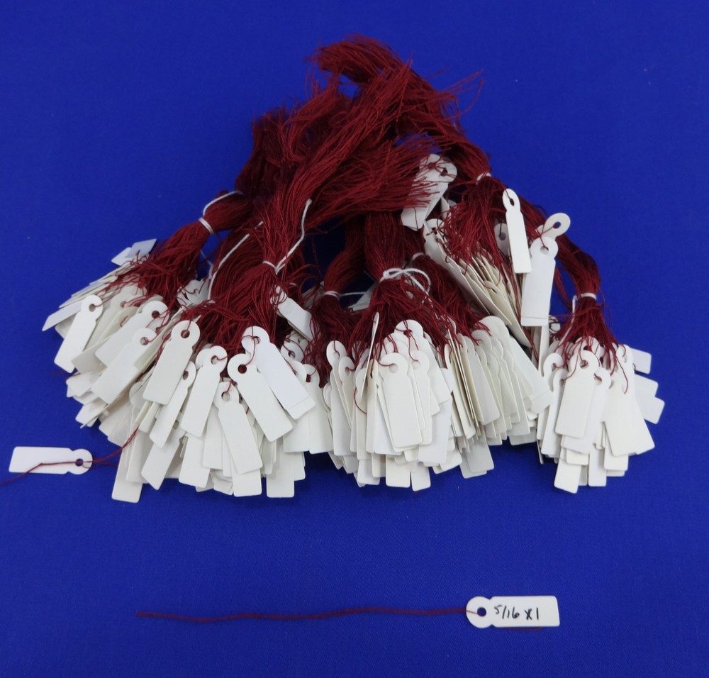 1000 Strung Blank White Jewelry Price Tag size 5/16″ x 1″