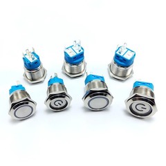 16mm 12V LED ON OFF Waterproof Stainless Steel Latching Push Button Power Switch