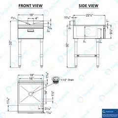 22 in. x 18 in. Underbar Hand Sink with Soap and Towel Dispenser
