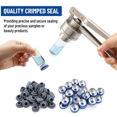 20mm Flip Vial Crimper, 100 Pcs Flip Caps and 100 Pcs Rubber Stoppers Are Includ