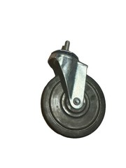 Rubber Wheel Stem Type Swivel Casters W/ Brakes Possibly Never Used