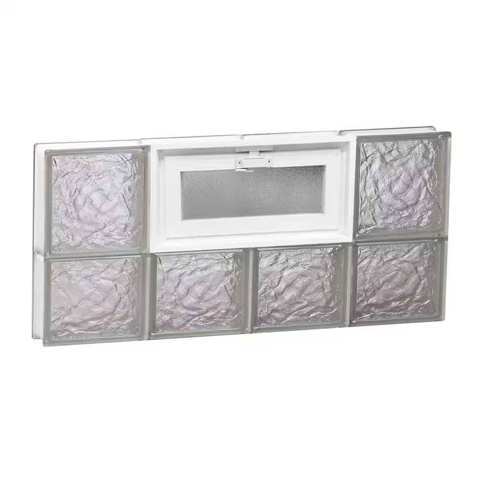 31 In. X 13.5 In. X 3.125 In. Frameless Ice Pattern Vented Glass Block Window