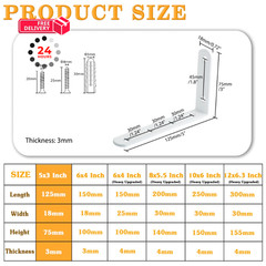 Alise Floating Shelf Brackets,L Brackets for Shelves Heavy 5×3 Inch, White
