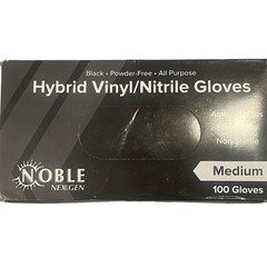 Noble NexGen Nitrile Vinyl Gloves Black Medium Powder Free 100 Count All Purpose