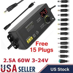 60W Power Supply DC 3V~24V Adjustable Variable Universal Switching AC/DC Adapter