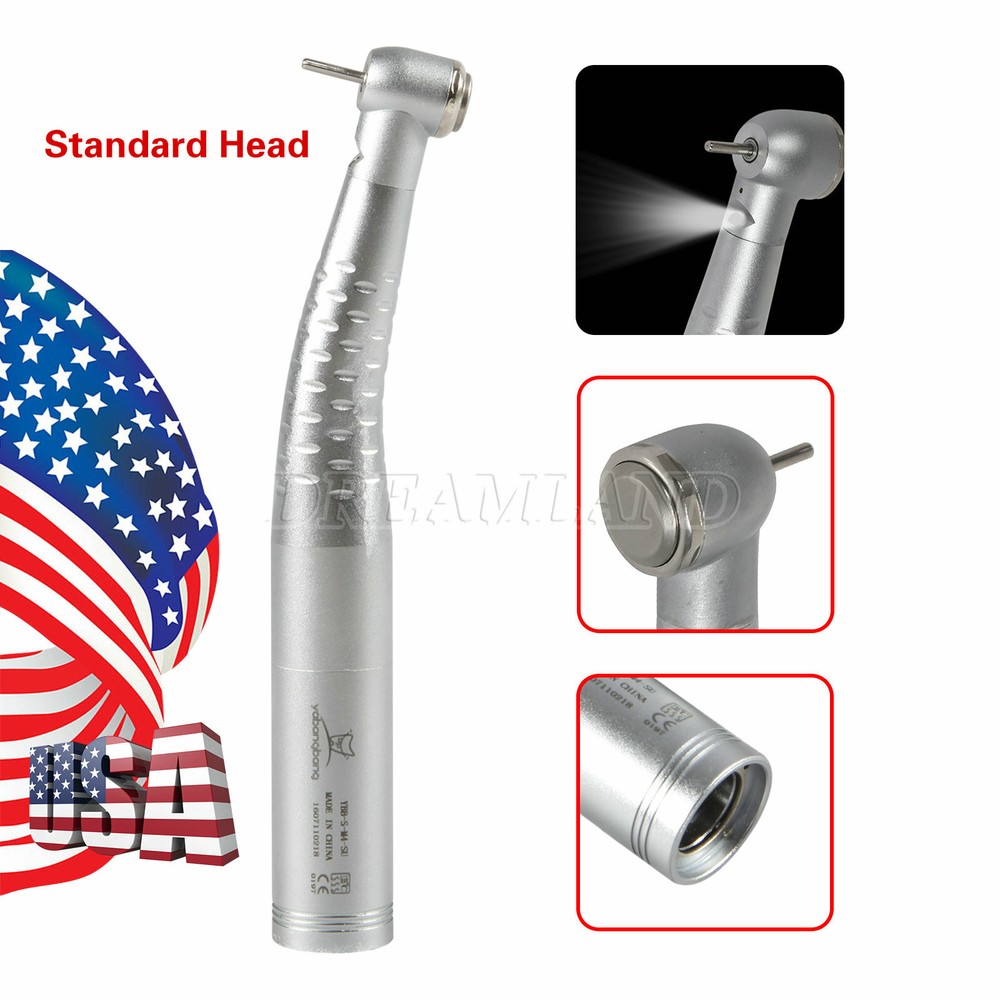 Dental Fiber Optic LED Push Handpiece Standard Head Turbine Fit 1/5/10