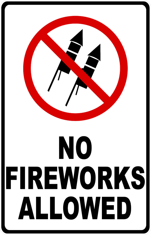 No Fireworks Allowed Sign. Size Options