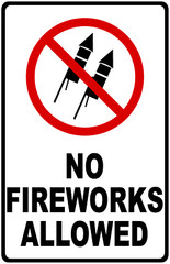 No Fireworks Allowed Sign. Size Options