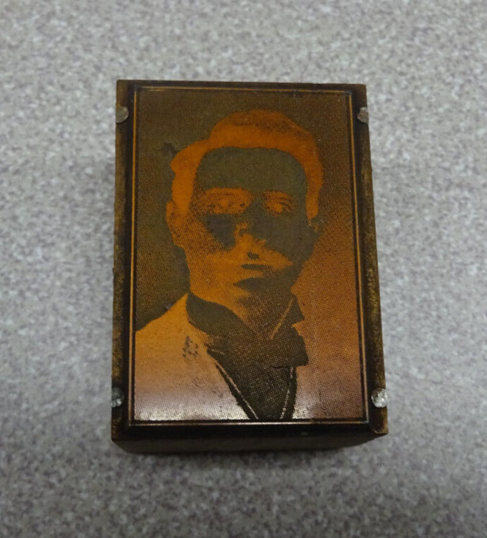 Braddock PA Lutheran Church Wood Copper Plate Photo Negative 1-1/2″ Vintage