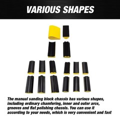 16pcs Hand Sanding Block Set – Hook and Loop Interchangeable Assorted Shapes