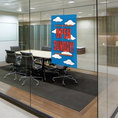 Door Decals Vertical Vinyl Stickers Multiple Sizes Open Sunday Clouds Business