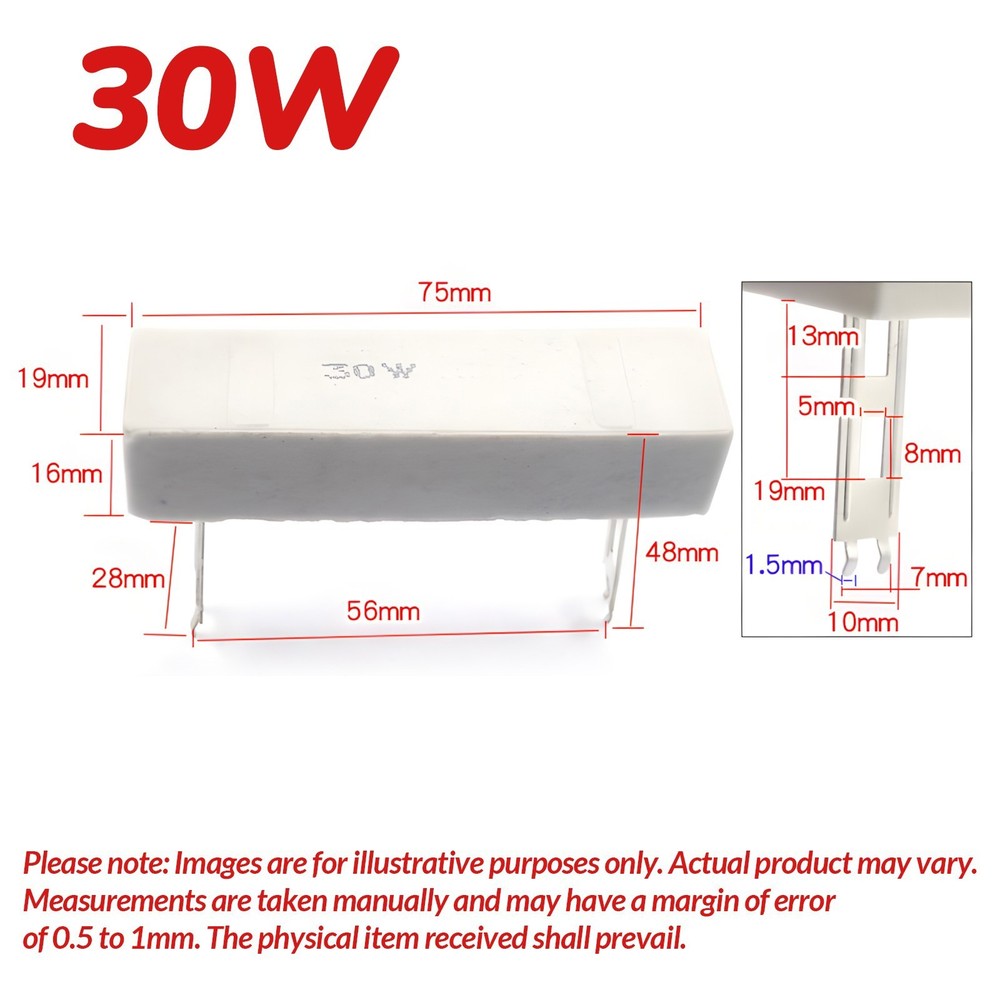 30 /50 /100 Watt Wire wound Cement Resistors Axial 0.1 ohms to 200K ohms 5%