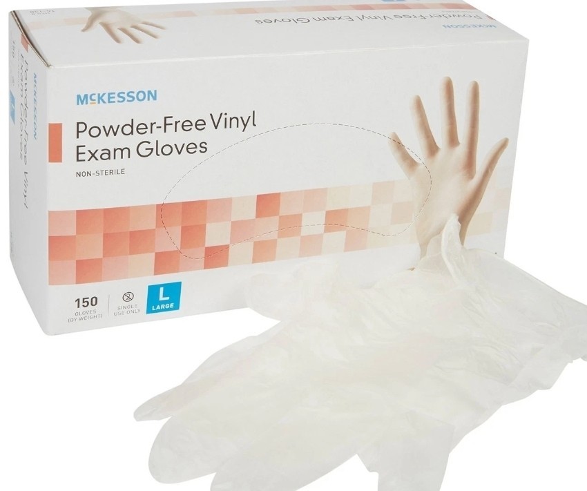 McKesson Vinyl Exam Powder Free Gloves Large (Pack of 100) (14-118)