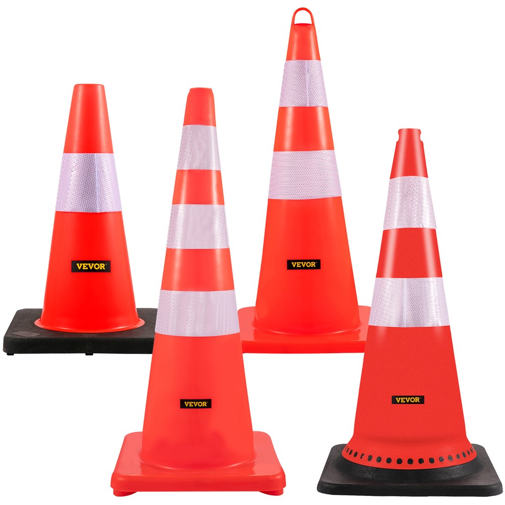 VEVOR 12PCS Traffic Safe Cones 18″/28″/30″/36″ Orange with Reflective Collars