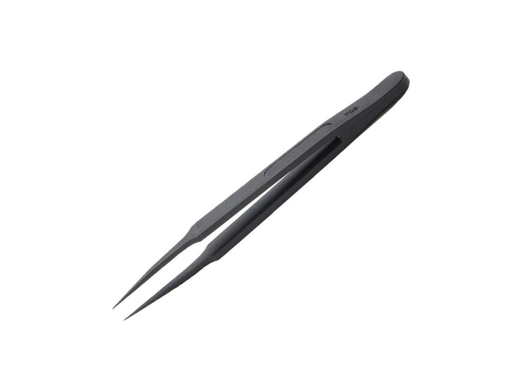 Techni-Pro 758TW911 – 4.5′ ESD Full Plastic Tweezers, Style 705, Carbon Fiber,