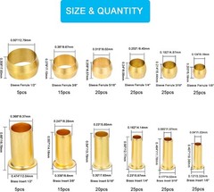 230pc Brass Compression Fittings Assortment Kit Air Water Fuel Line Sleeves Set