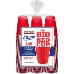 Kirkland Signature Chinet 18 oz Plastic Cup, Red, 240-count -FAST SHIPPING