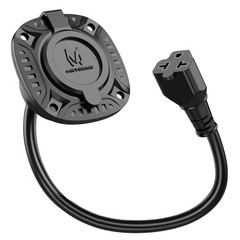 Heavy-Duty 5-in-1 T 20A 125V RV Shore Power Inlet Plug with 18″ Extension Cord