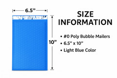 #0 6.5×10 Blue Poly Bubble Mailers Padded, Waterproof, Shipping Self-Seal