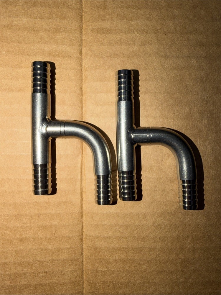 (2) FOOD GRADE STAINLESS STEEL 3/8″ BARB Y HOSE FITTING ADAPTERS SPLICERS