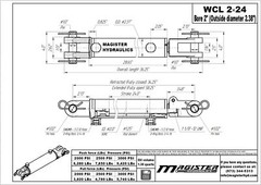 Hydraulic Cylinder Welded Double Acting 2″ Bore 24″ Stroke Clevis End 2×24 NEW