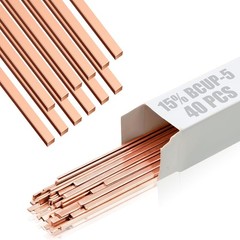 15% Silver Brazing Rods AWS BCuP-5 40 Sticks, Silver Solder Flat Welding Rods 0.