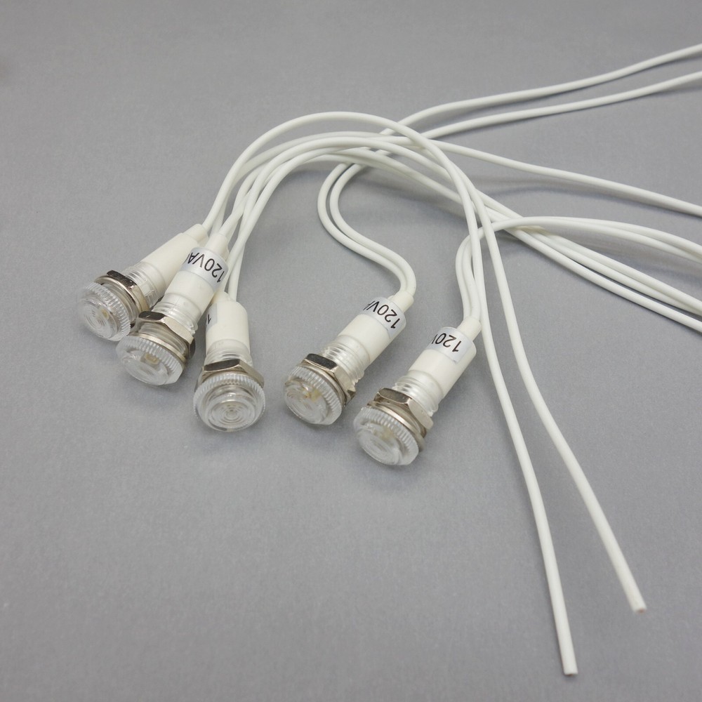 10Pcs 120V AC 10mm White Panel Mounting LED Indication Signal Pilot Lights USKY3