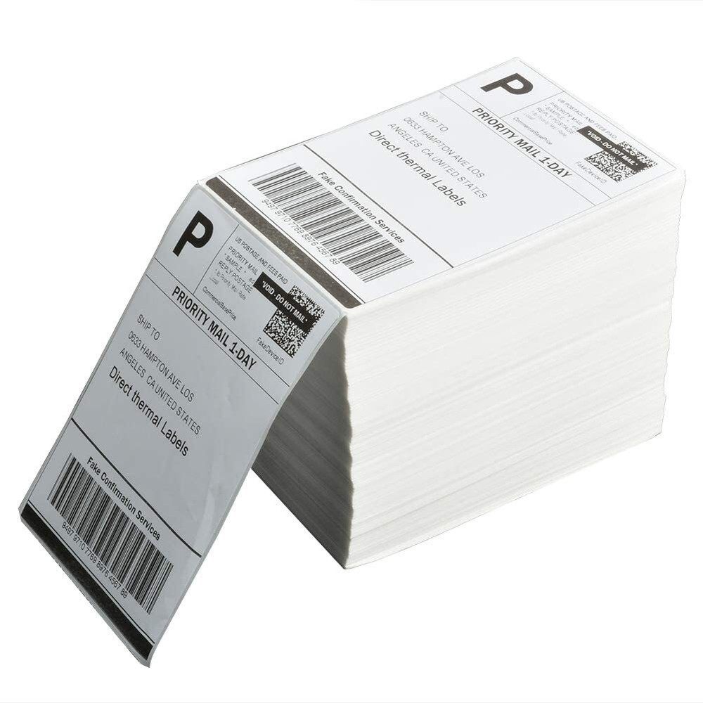 1000 Fanfold 4×6 Direct Thermal Shipping Barcode Labels for Zebra Rollo Printer