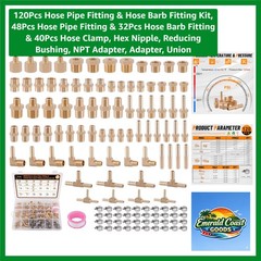 120Pcs Hose Pipe Fitting & Hose Barb Fitting Kit, 48Pcs Hose Pipe Fitting & 3…