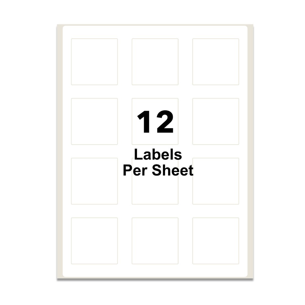 2″ x 2″ Square Labels for Laser/Inkjet, Permanent Adhesive, White Matte 6000L
