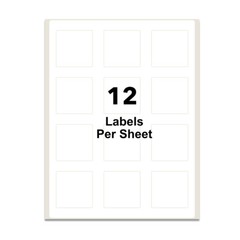 2″ x 2″ Square Labels for Laser/Inkjet, Permanent Adhesive, White Matte 6000L