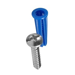 #8 x 1″ Anchor Kit with Screws, Blue Anchors & 3/16″ Drill Bit – 100 Pack