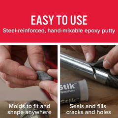 J-B Weld 8267 SteelStik Steel Reinforced Epoxy Putty Stick – 2 oz.