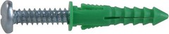Ribbed Green Plastic Anchors #10-#12-#14 x 1.5″ With or Without #10x 1″ Screws