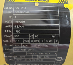 Baldor Reliance Super E. 1HP VEL11318
