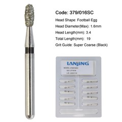 Dental Diamond Burs Egg Football Surgical Long Round End Taper FG High Speed 856