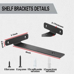 4 Pack Floating Shelf Brackets,6 Inch Industrial Wall Shelf Bracket,
