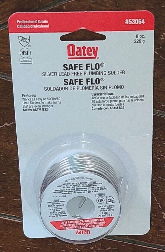 OATEY 8oz Professional Grade Safe Flo Silver Led Free Plumbing Solder #53064